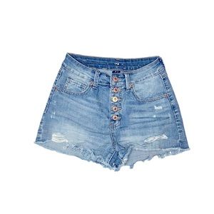 Rewash button up light denim shorts